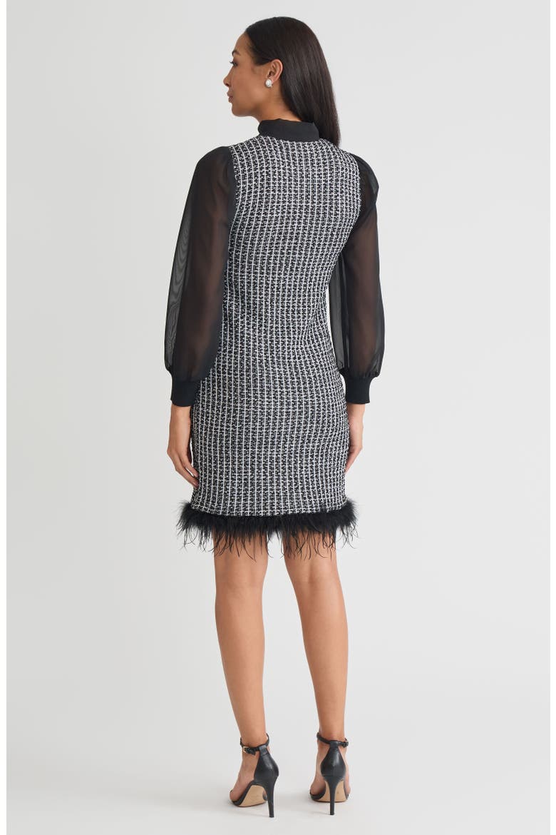 Mixed-Media Tweed Knit Sheath Dress, Alternate, color, Black/White