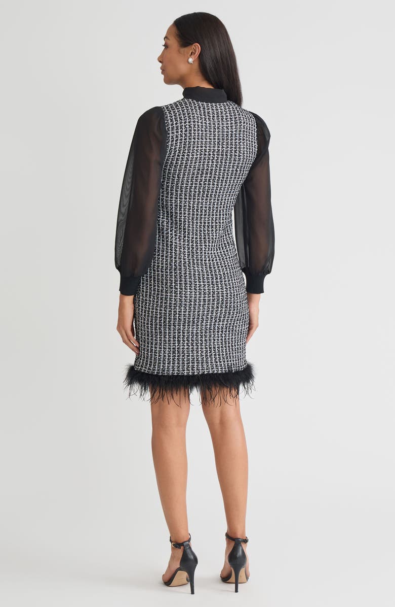 Ming Wang Mixed-Media Tweed Knit Sheath Dress, Alternate, color, Black/White