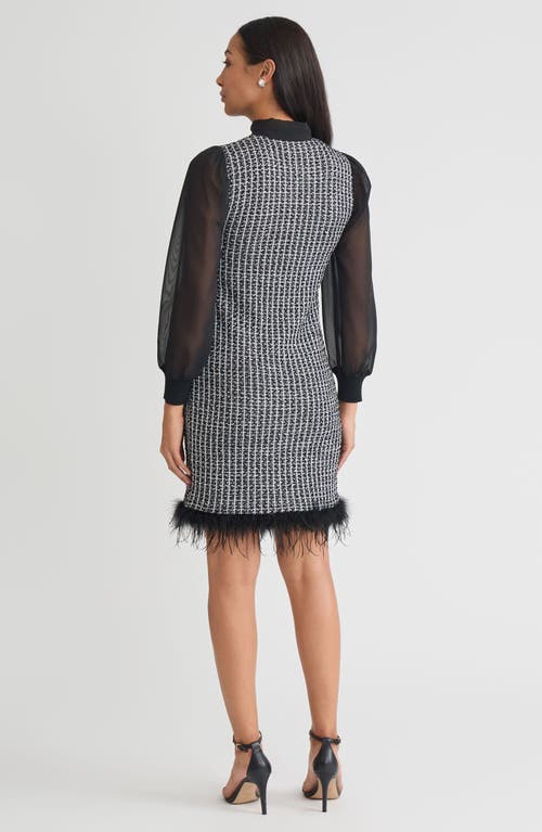 Ming Wang Mixed-media Tweed Knit Sheath Dress In Multi