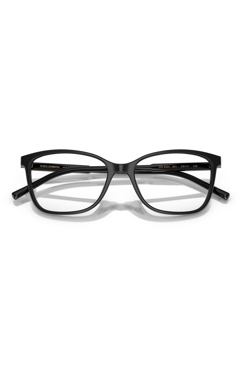 Dolce&Gabbana 52mm Rectangular Optical Glasses, Alternate, color, Black / Demo Lens