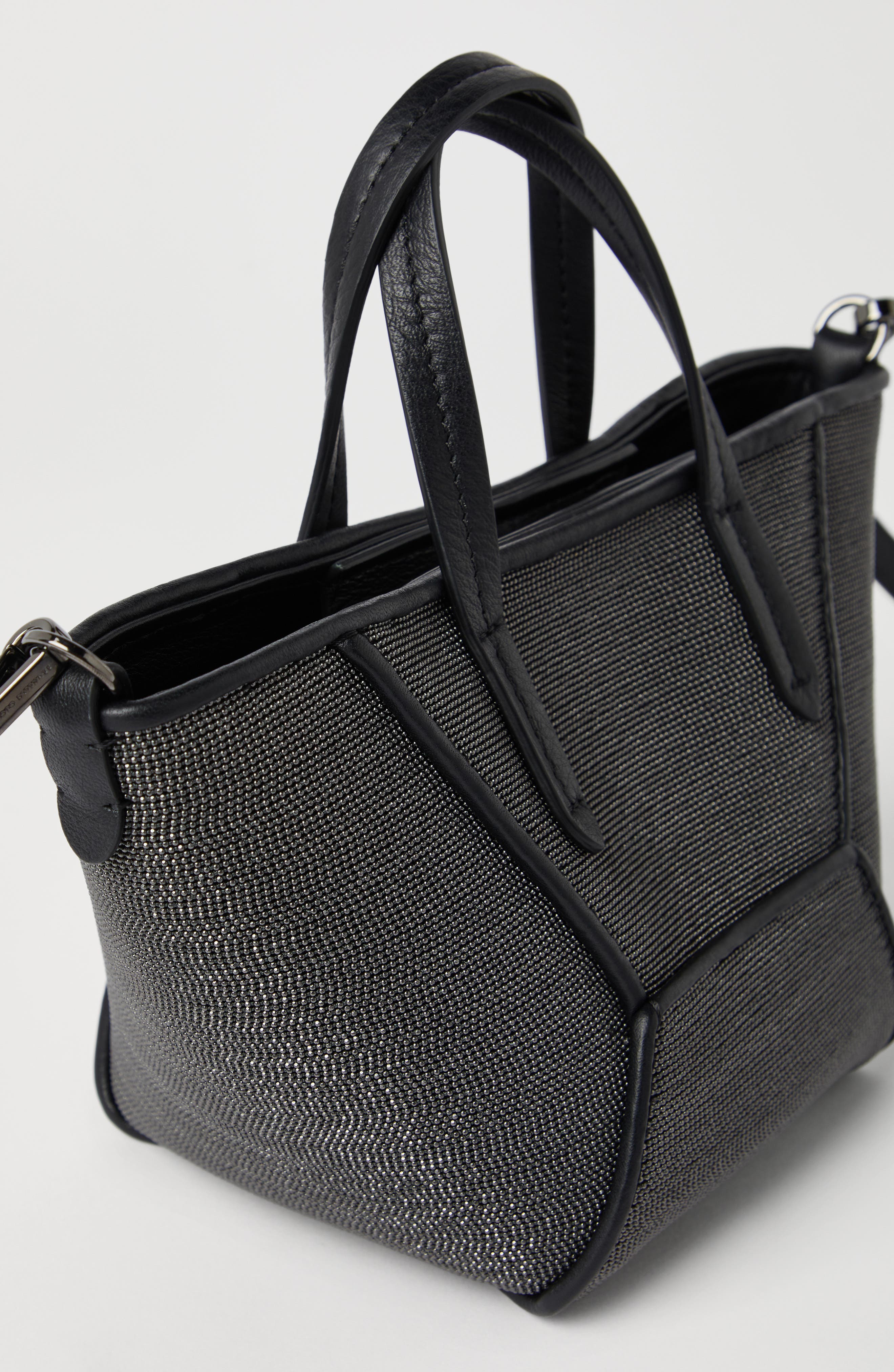 Brunello Cucinelli Precious BC Duo mini bag, Alternate, color, Black