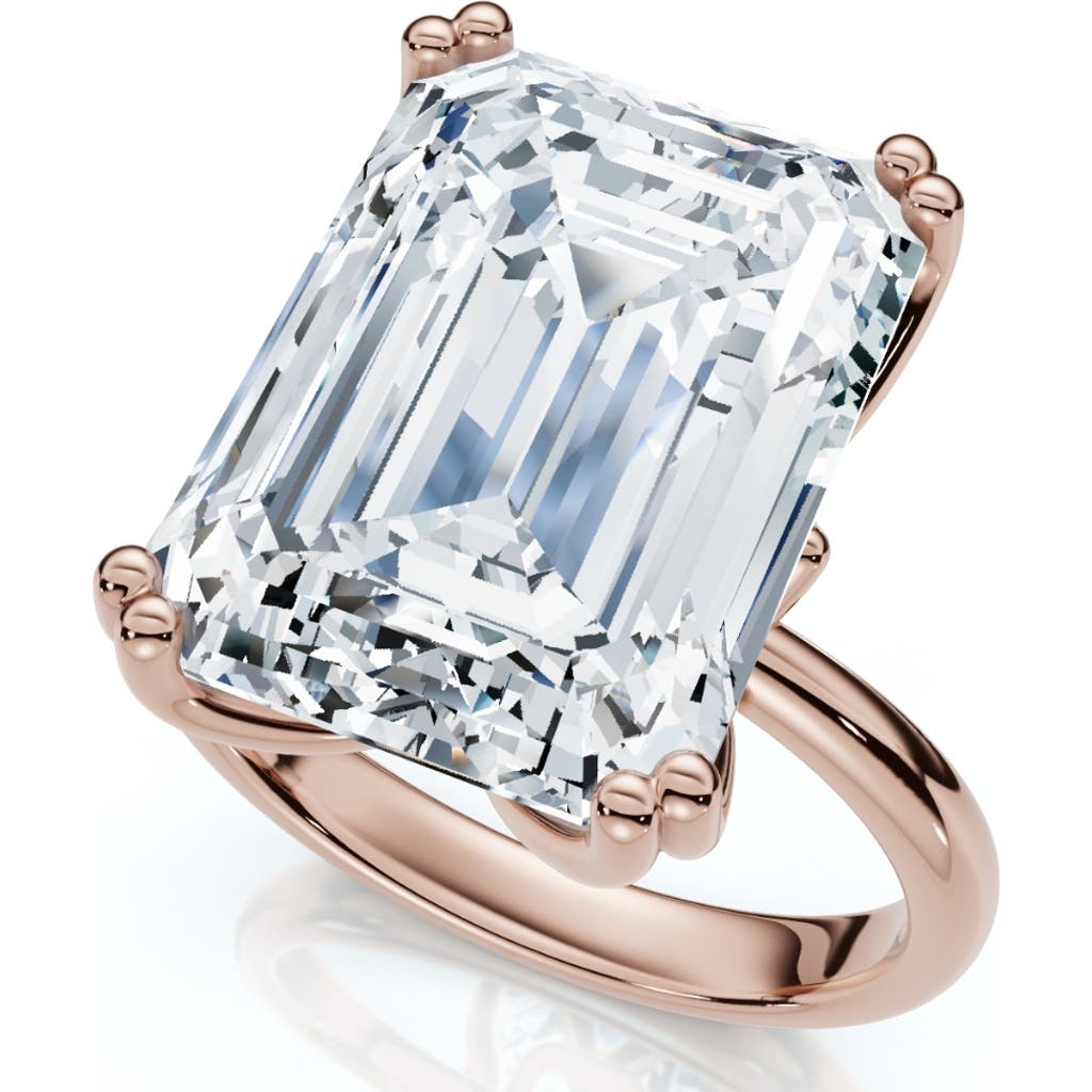 Bliss Diamond Certified 10ct Emerald Cut Diamond Solitaire Engagement Ring 14k Gold Lab Grown In 14k Rose Gold