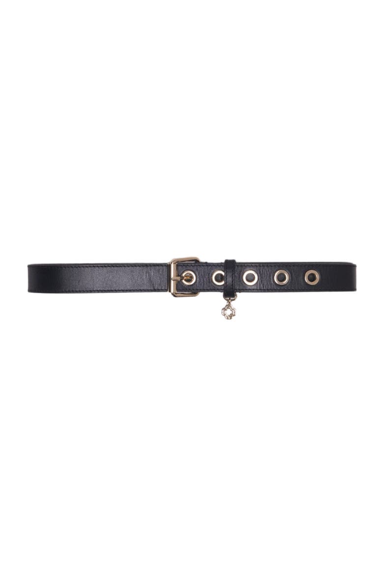 Leather belt with Miss M buckle, Main, color, Black