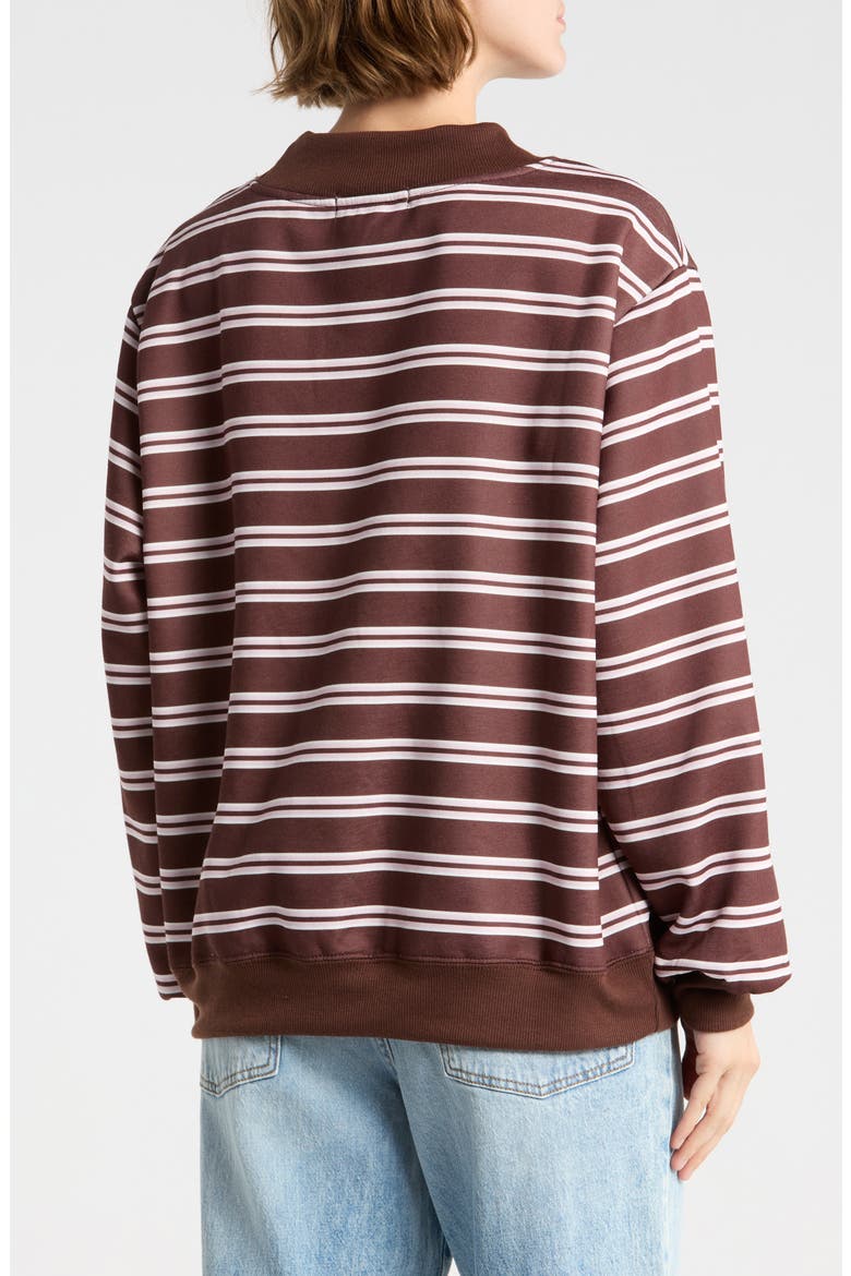 Striped Mock Neck Sweatshirt, Alternate, color, SHAVED CHOCOLATE COMBO