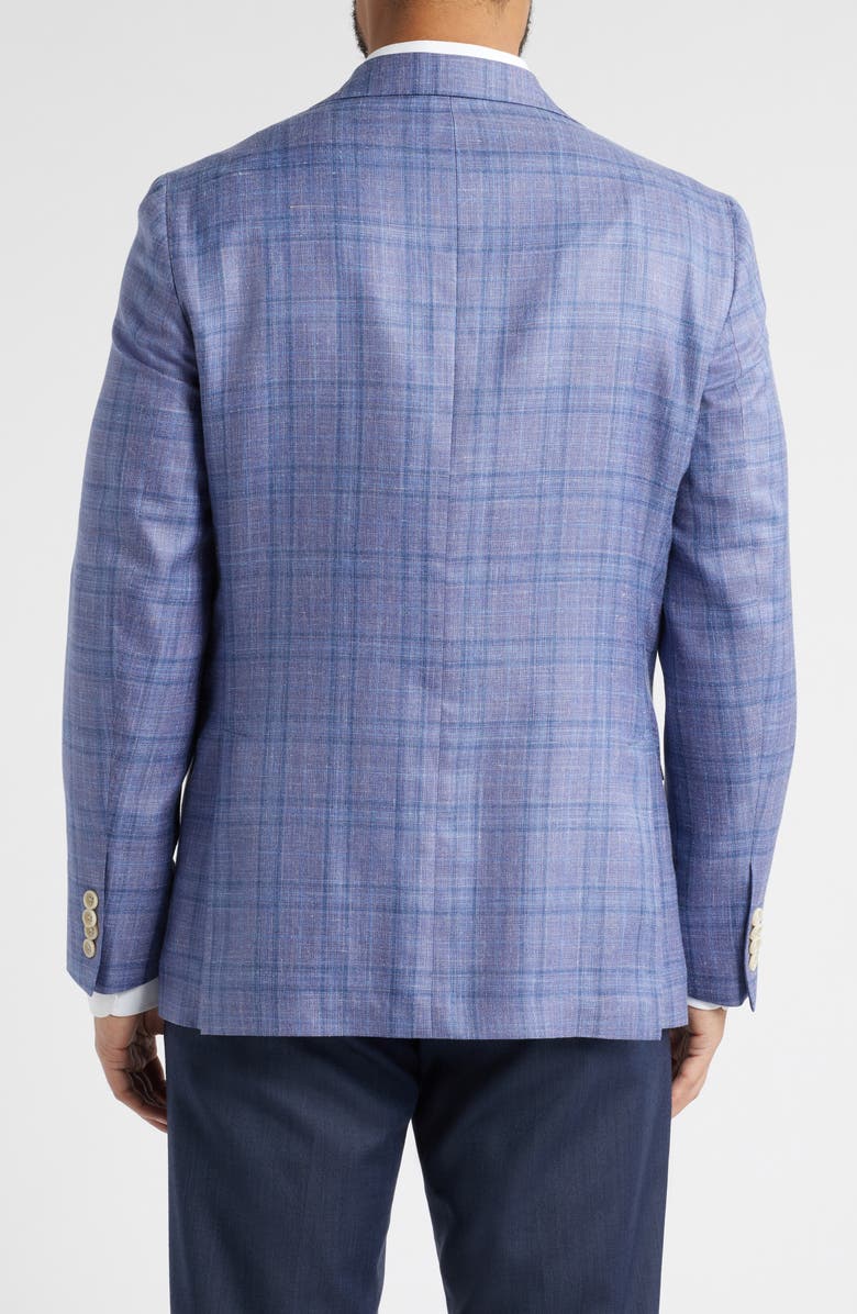 Jack Victor Midland Contemporary Fit Plaid Slub Wool & Silk Blend Sport Coat, Alternate, color, Lavender