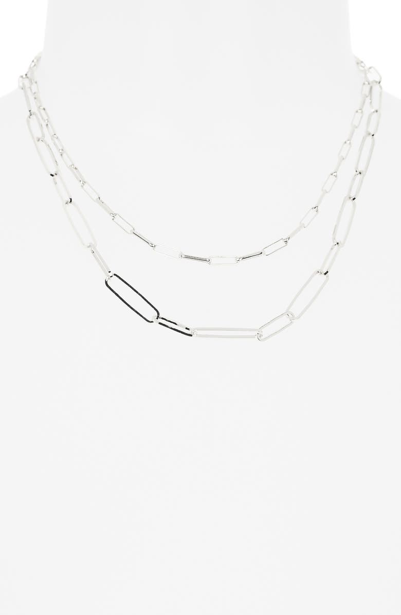 NORDSTROM RACK Set of Two Mixed Chain Necklaces, Alternate, color, Silver