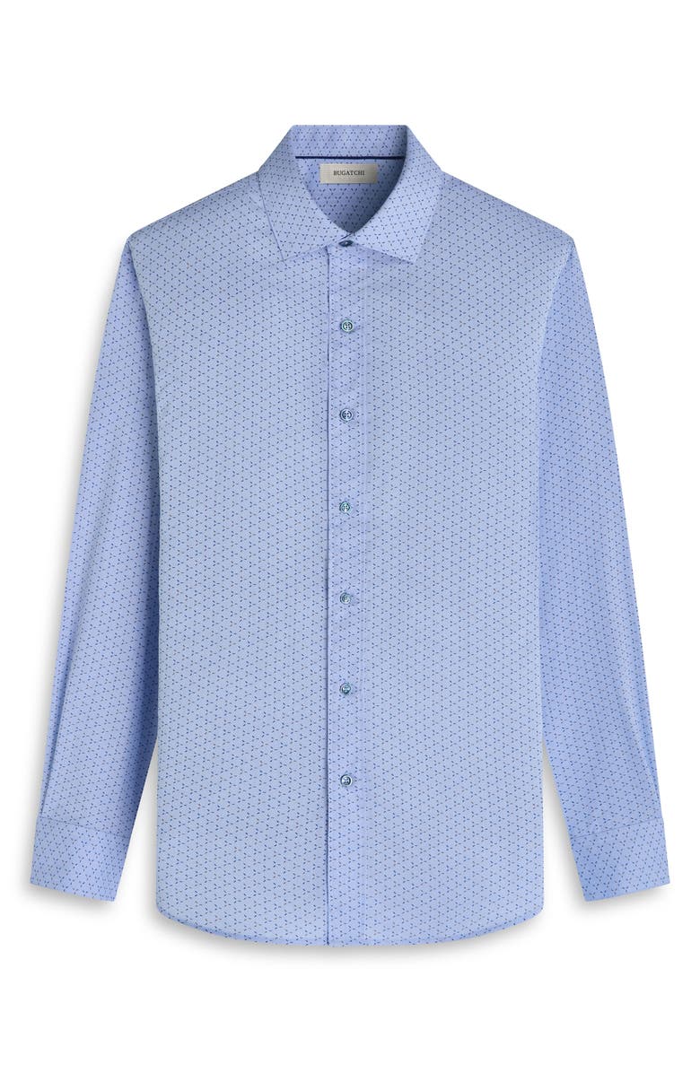 Bugatchi Axel Trim Fit Geo Print Cotton Button-Up Shirt, Alternate, color, Air Blue
