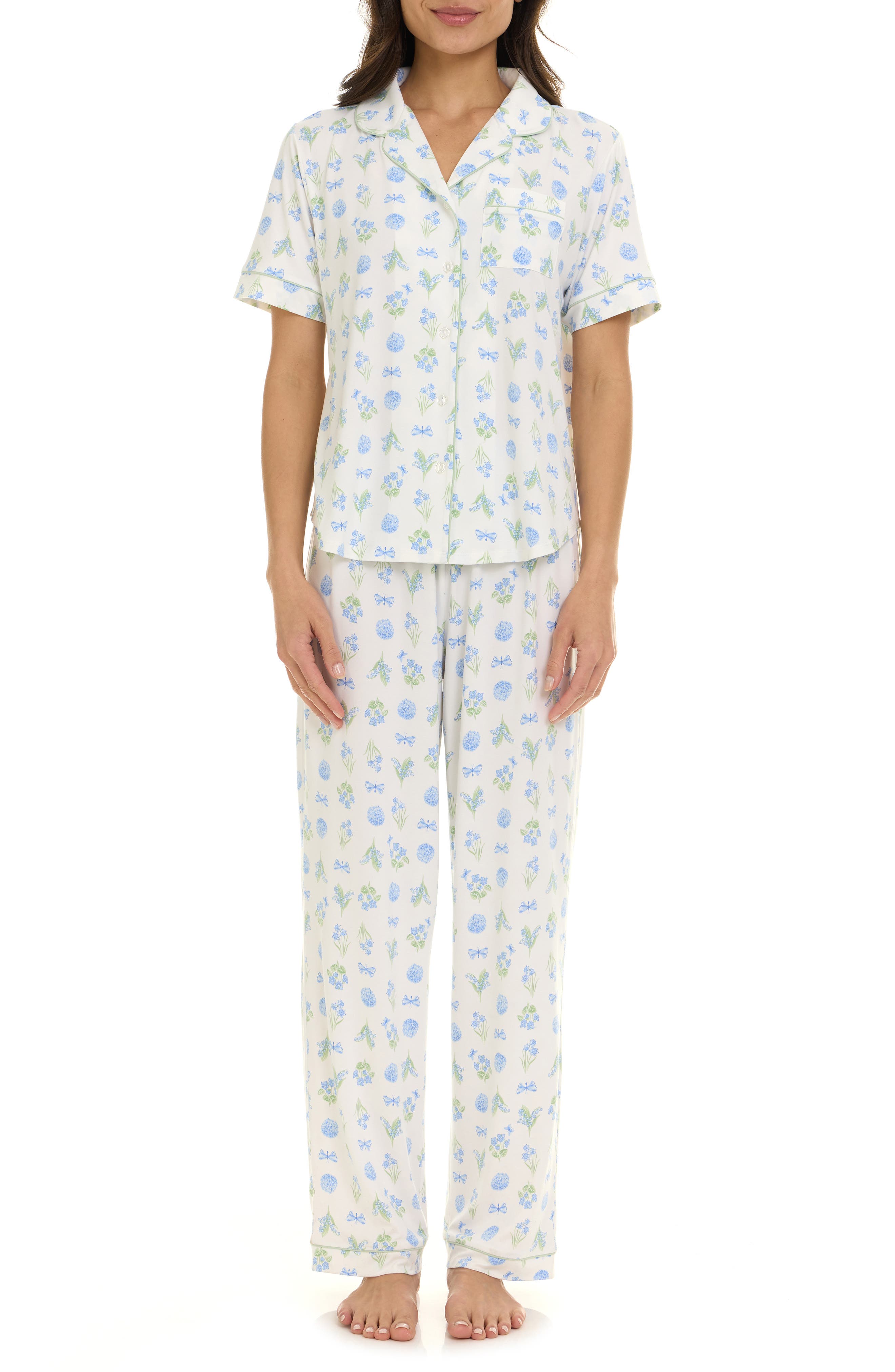Flora By Flora Nikrooz Gabriella Piped Jersey Pajamas