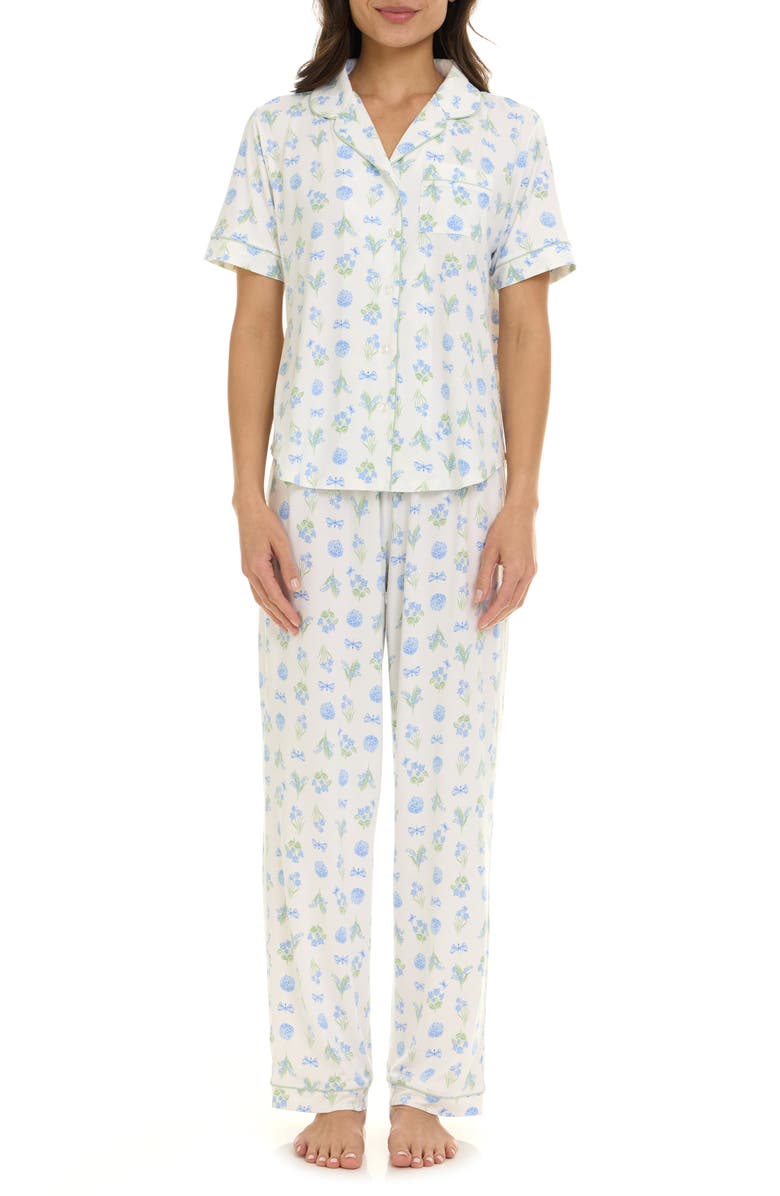 Flora By Flora Nikrooz Gabriella Piped Jersey Pajamas, Main, color, Cream