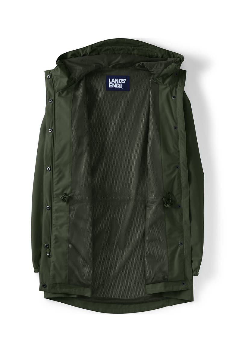 Plus Size Print Waterproof Hooded Packable Raincoat, Alternate, color, Rich Olive Green