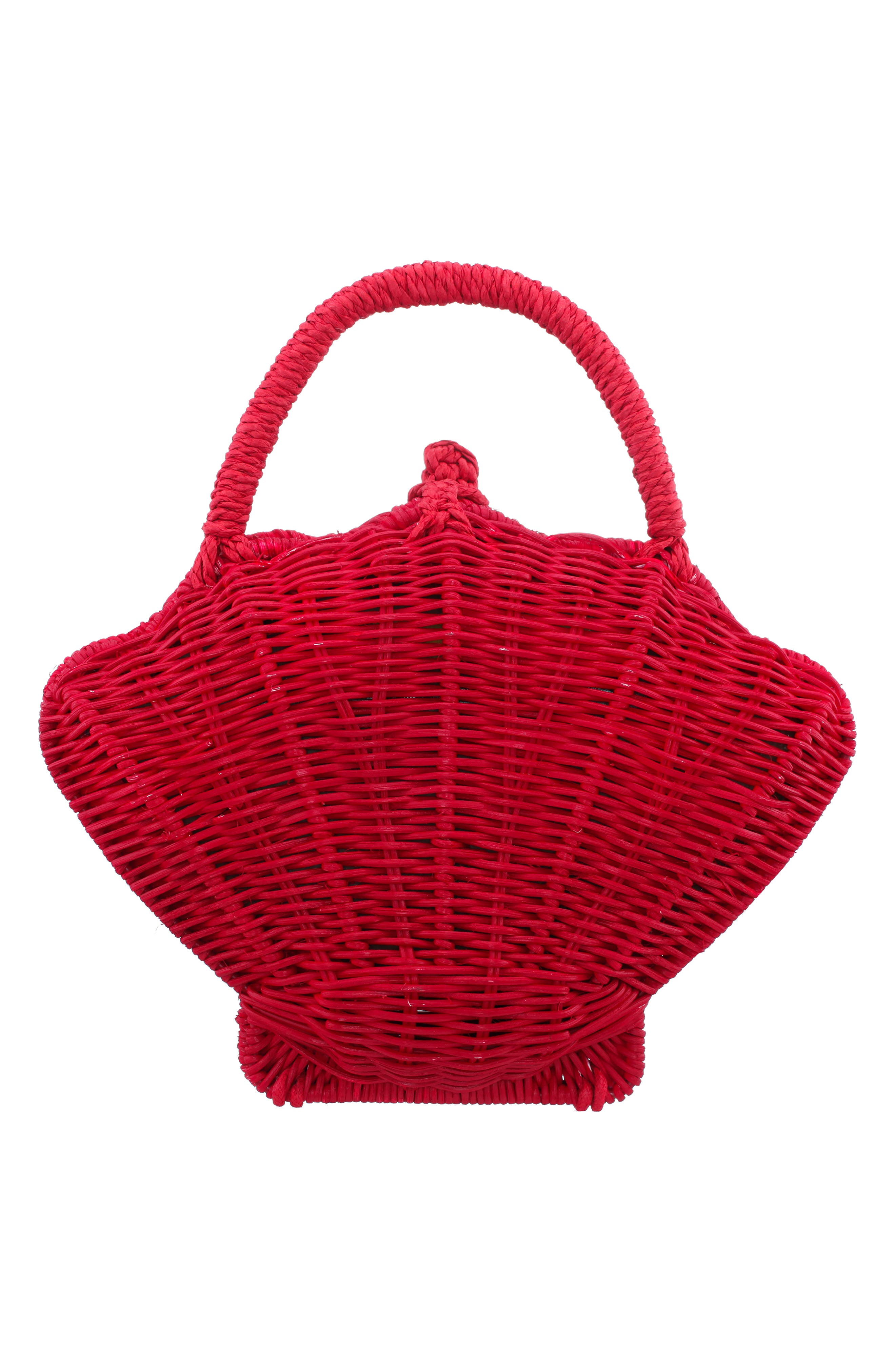 Nina Shelly Rattan Top Handle Bag, Alternate, color, Red