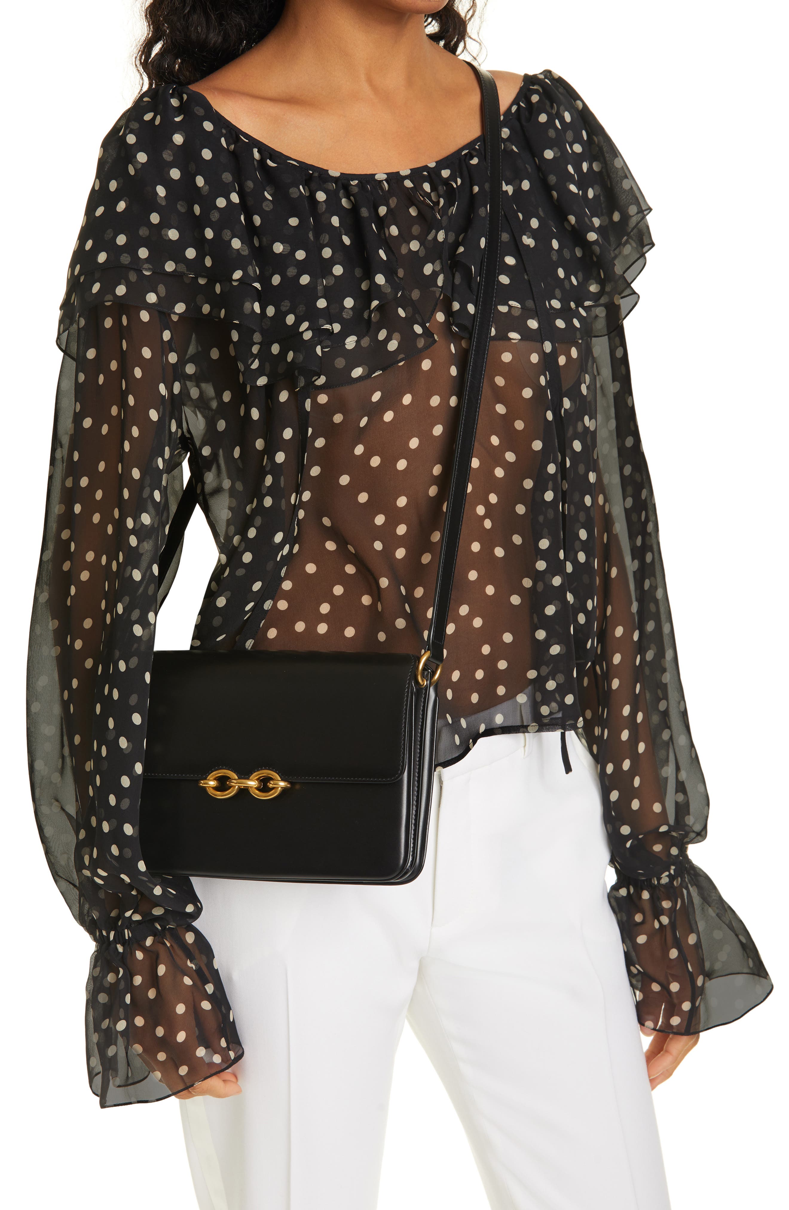 Saint Laurent Maillon Leather Shoulder Bag, Alternate, color, 