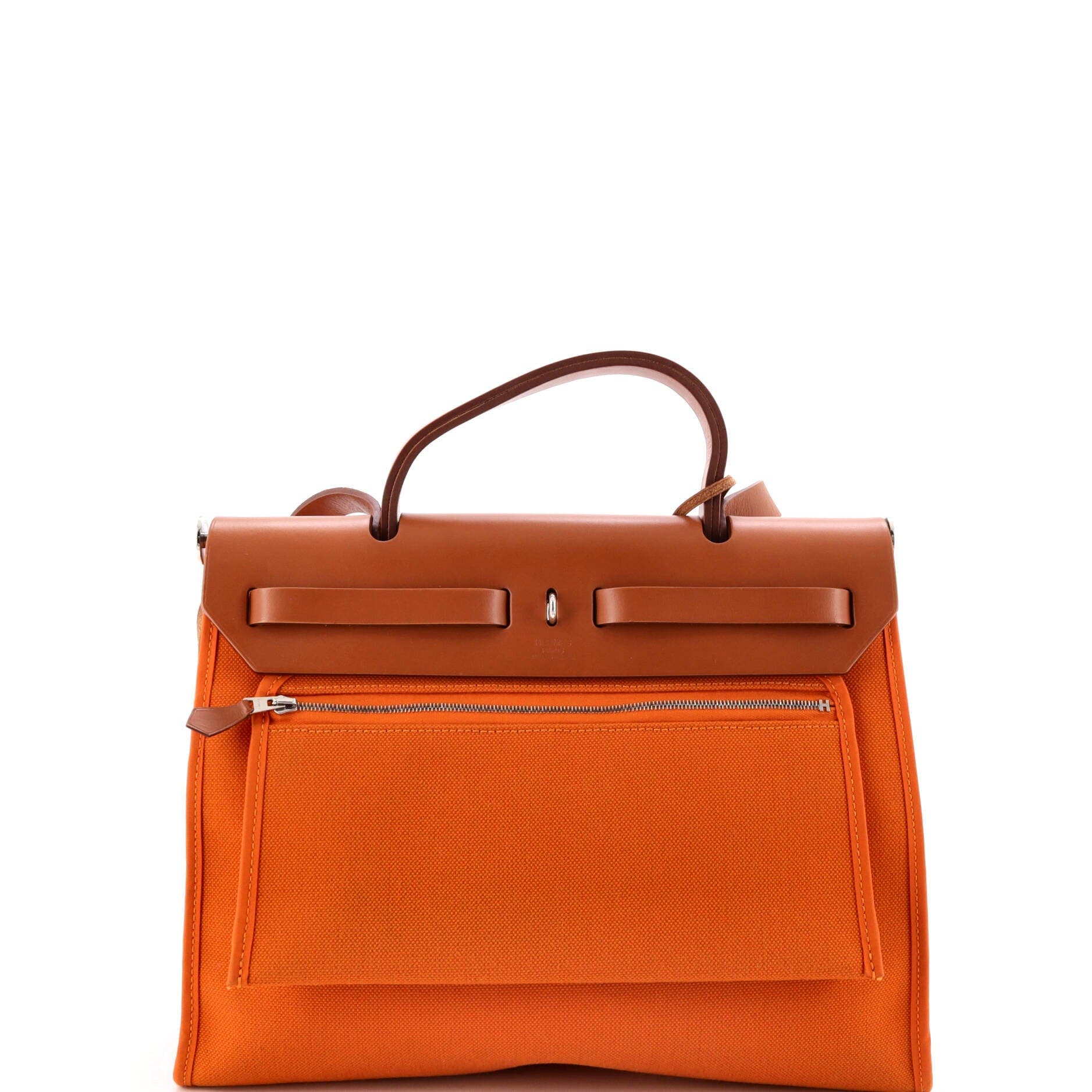 Pre-Owned Hermes Herbag Zip Leather and Toile 31, Alternate, color, Abricot