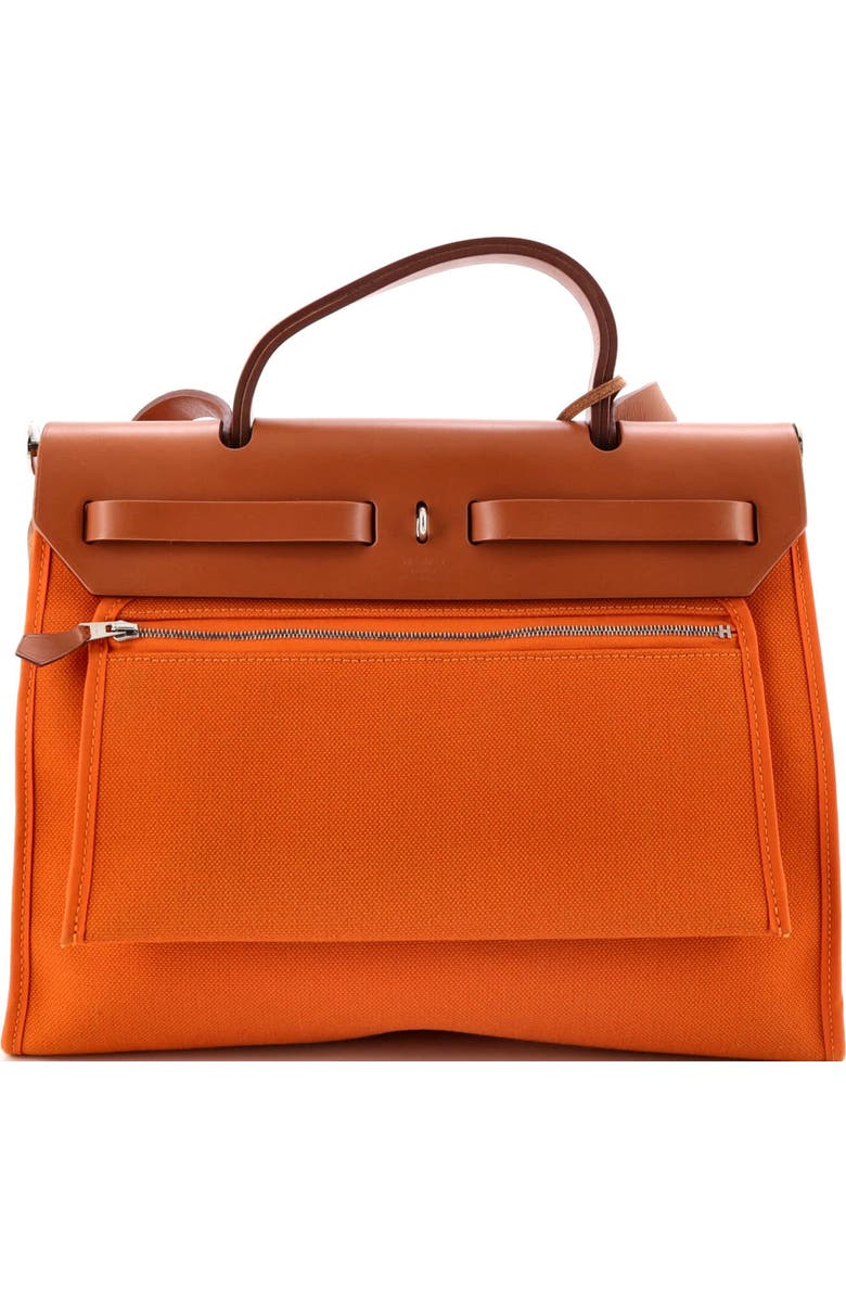 Pre-Owned Hermes Herbag Zip Leather and Toile 31, Alternate, color, Abricot