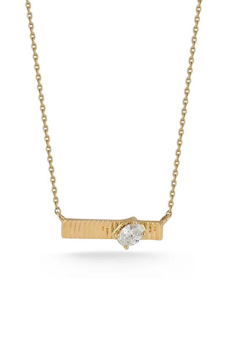 Diamond Oval Fluted Bar Pendant Necklace, Main, color, YELLOW GOLD