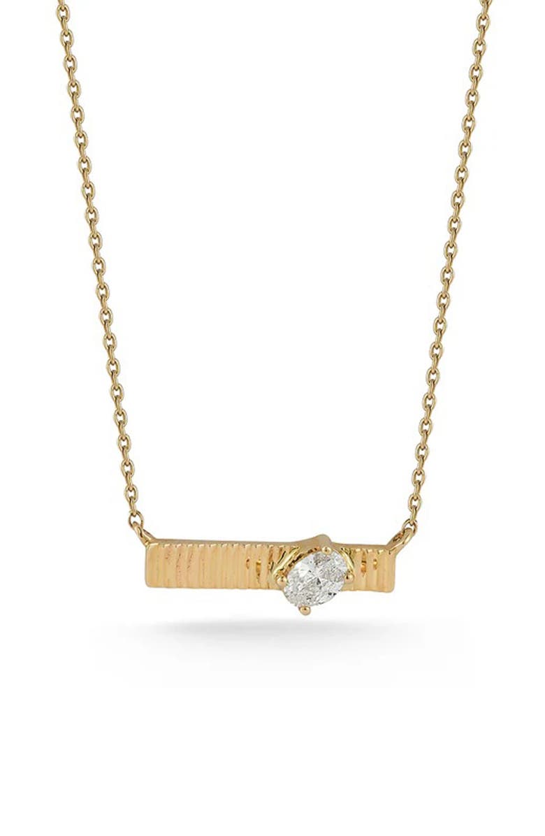 Dana Rebecca Designs Diamond Oval Fluted Bar Pendant Necklace, Main, color, Yellow Gold