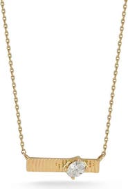Dana Rebecca Designs Diamond Oval Fluted Bar Pendant Necklace
