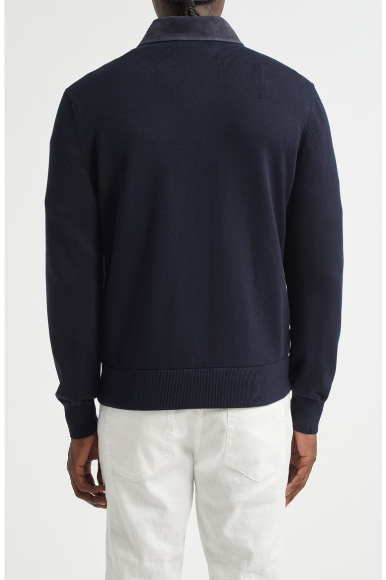 Suede & Knit Bomber Jacket, Alternate, color, NAVY