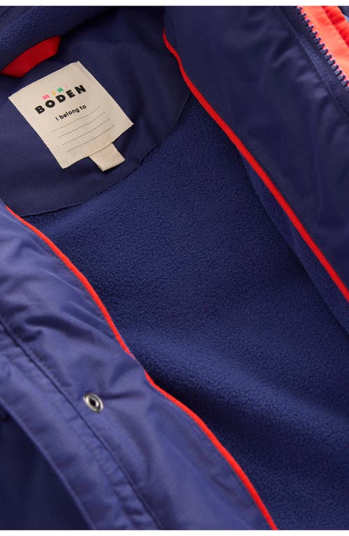 Mini Boden Kids' 2-in-1 Faux Fur Trim Padded Coat In Blue