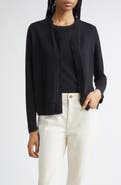 Lafayette 148 New York Chiffon Trim Cashmere Cardigan