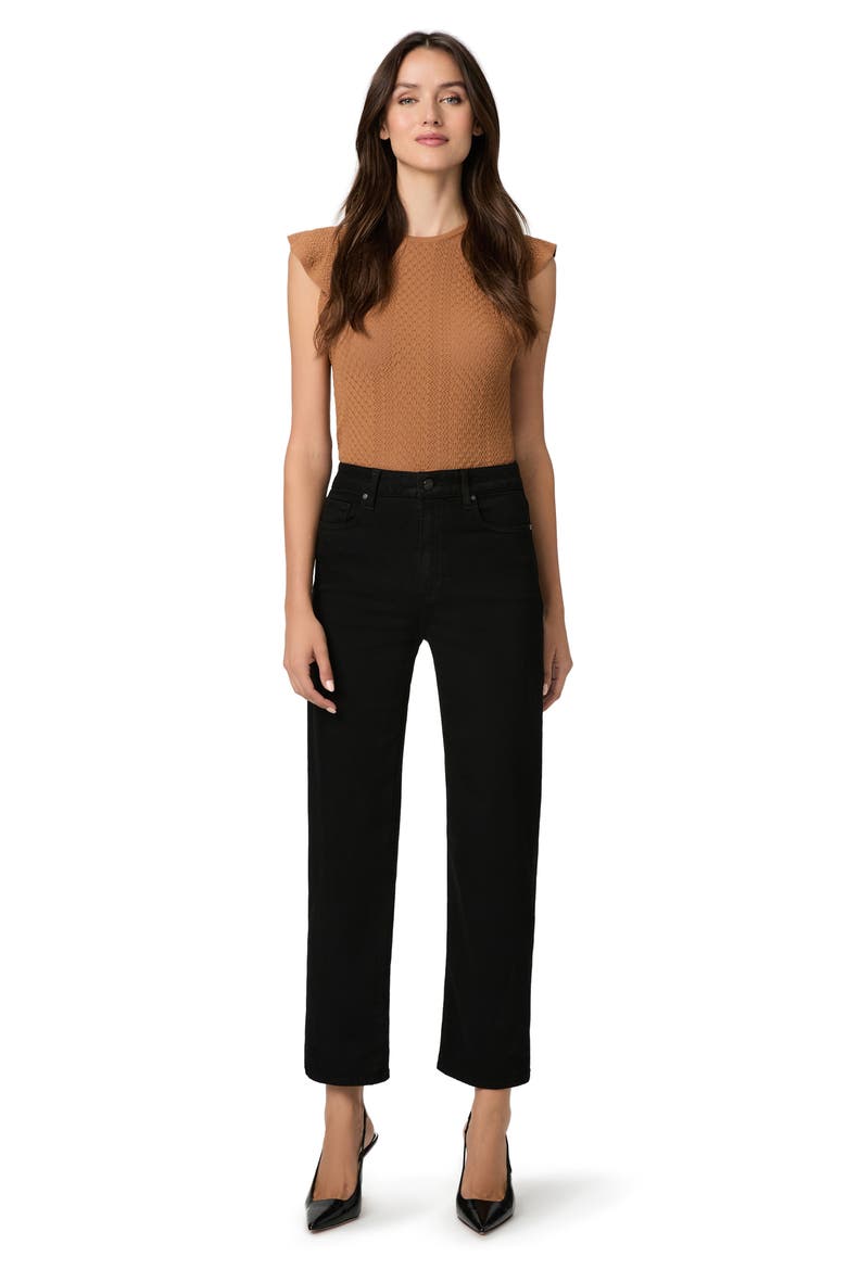 Stevie High Waist Ankle Straight Leg Jeans, Alternate, color, BLACK SHADOW