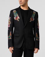PHILIPP PLEIN Gigolo Fit Blazer Tattoo Embroidery Men