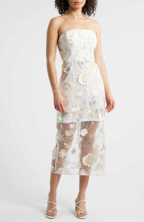 Sam Edelman 3D Flower Strapless Midi Dress