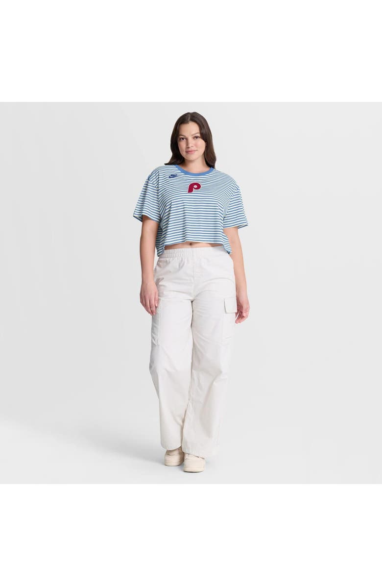 Nike Women's Nike Light Blue/Cream Philadelphia Phillies Cooperstown Collection Striped Cropped T-Shirt, Alternate, color, Light Blue