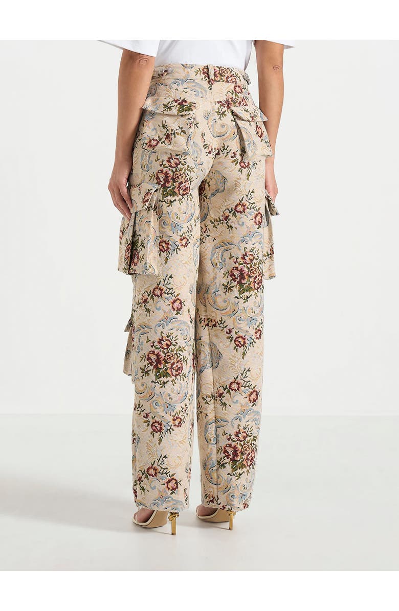 Manière De Voir Emilie High Waisted Tapestry Cargo Pants, Alternate, color, Beige