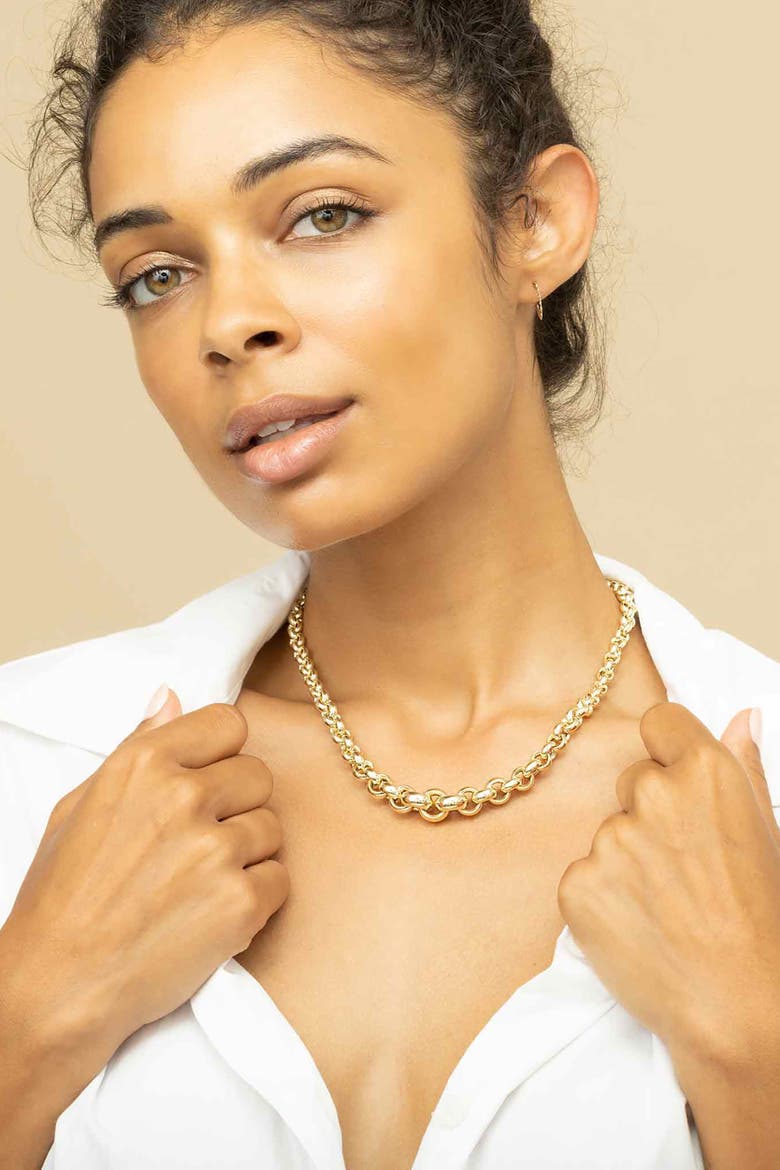 Penthouse Link Necklace, Alternate, color, Yellow Gold