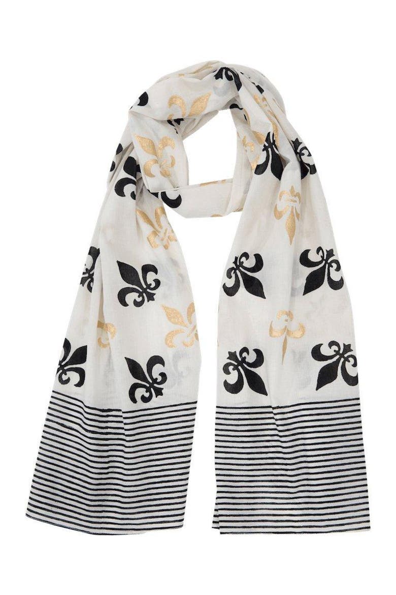 Fleur de Lis Scarf, Alternate, color, White