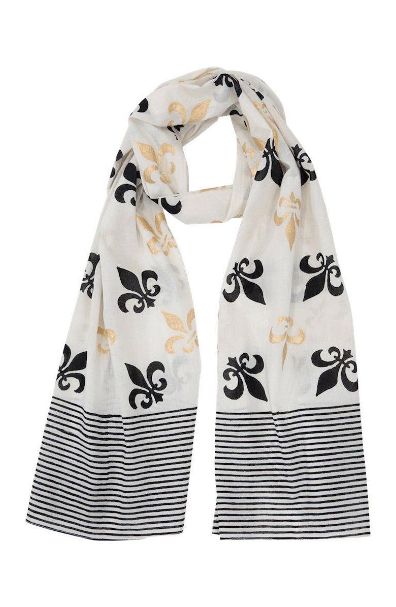 Passion Lilie Fleur de Lis Scarf, Alternate, color, White