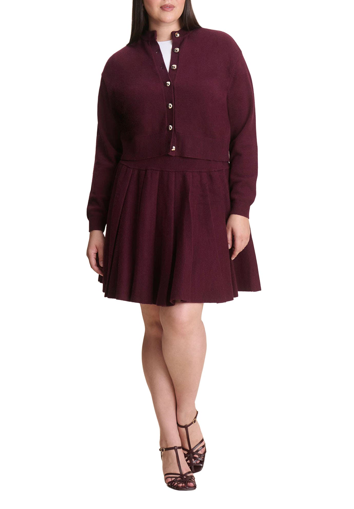 Pleated Sweater Mini Skirt