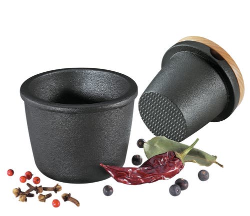 Zassenhaus Cast Iron Spice Grinding Set With Beechwood Lid, 3" Grinder, Black In Black