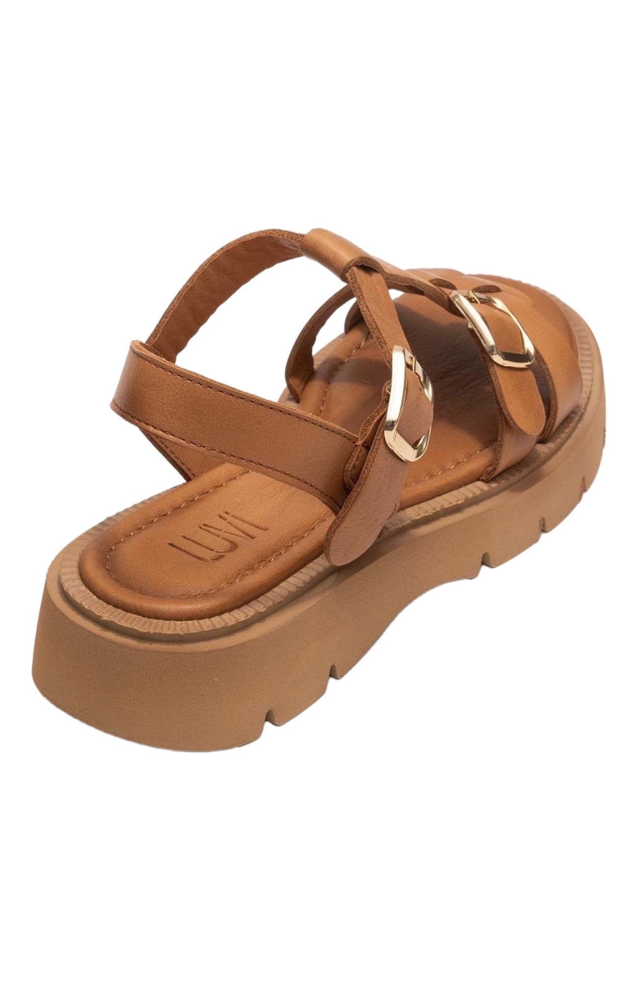 Melvin Leather Sandal, Alternate, color, Cognac Leather