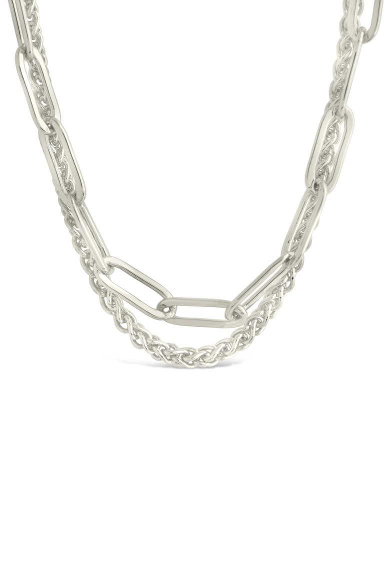 Emery Textured Chain Necklace, Alternate, color, SILVER