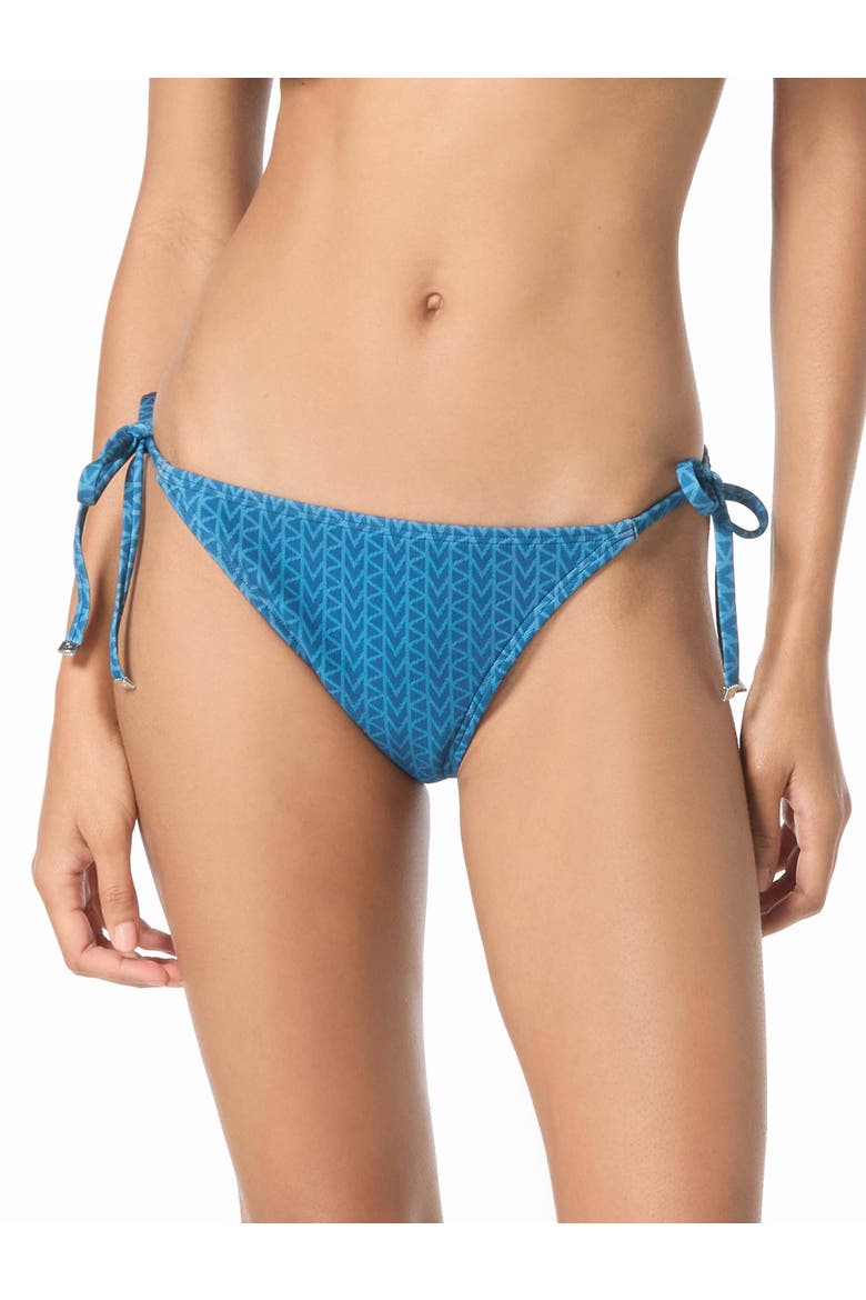 Twill Logo String Tie Bikini Swim Bottom, Main, color, River Blue