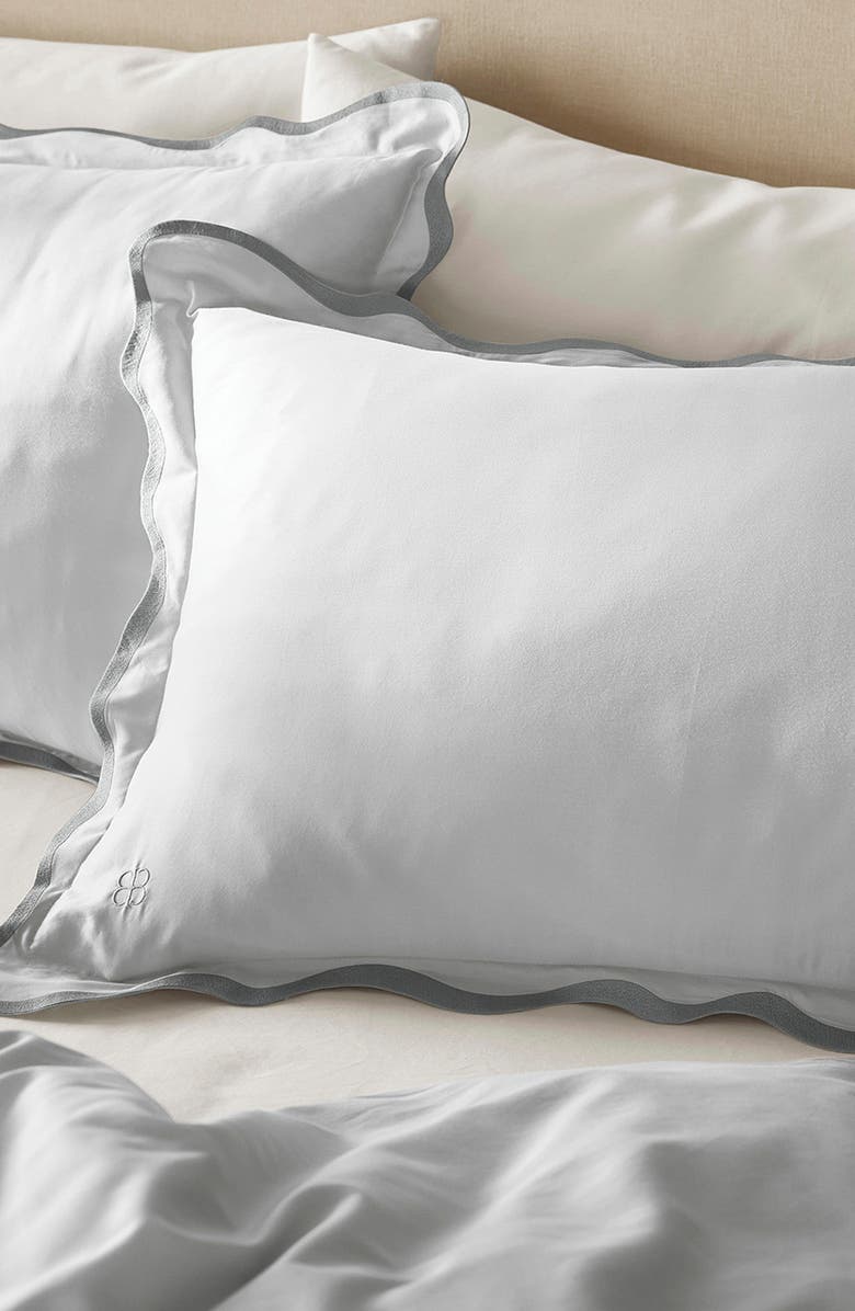 Boll & Branch Signature Curved Edge Duvet Cover & Shams Set, Alternate, color, Sky/ Shore