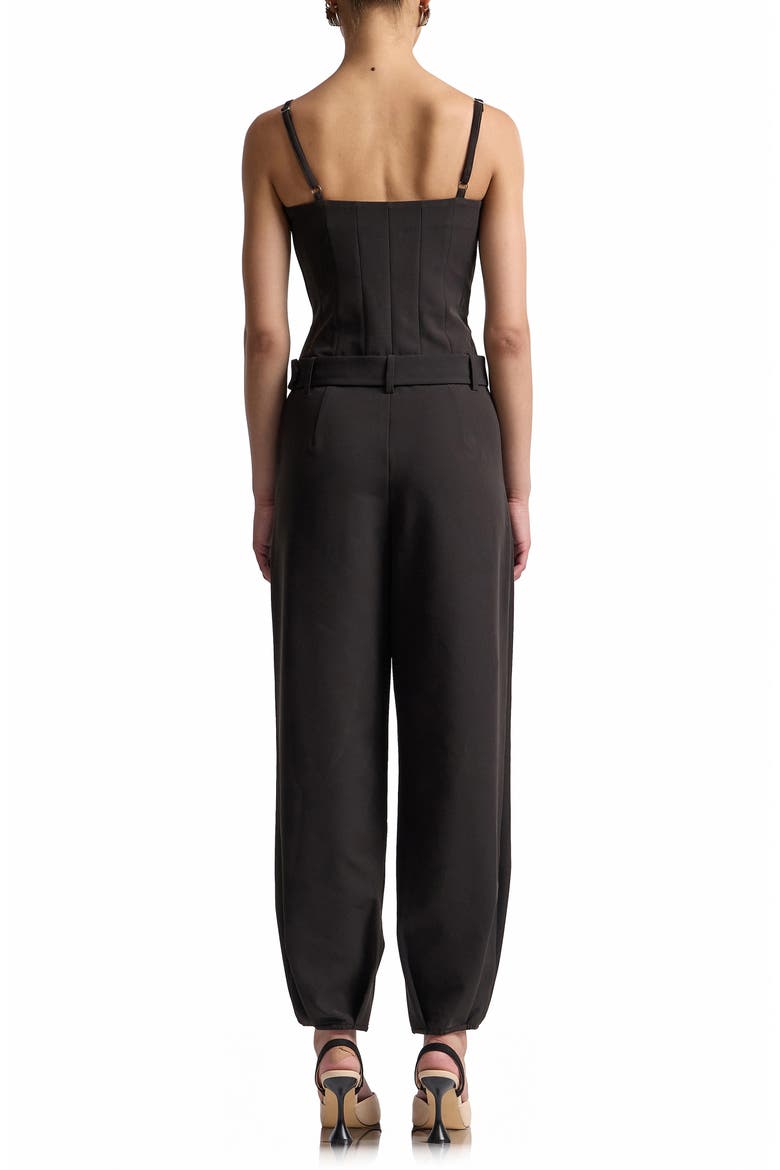 Belted Corset Jumpsuit, Alternate, color, BLACK