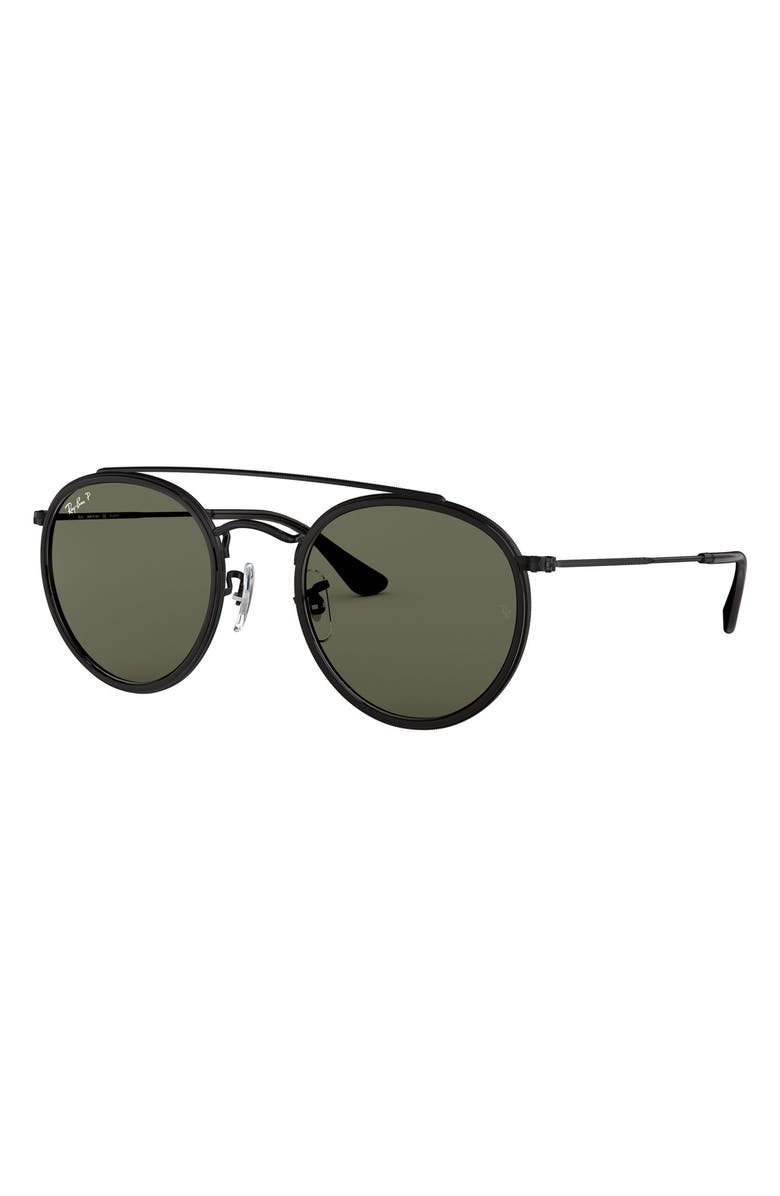 Ray-Ban 51mm Polarized Round Sunglasses, Alternate, color, Black/ Polar