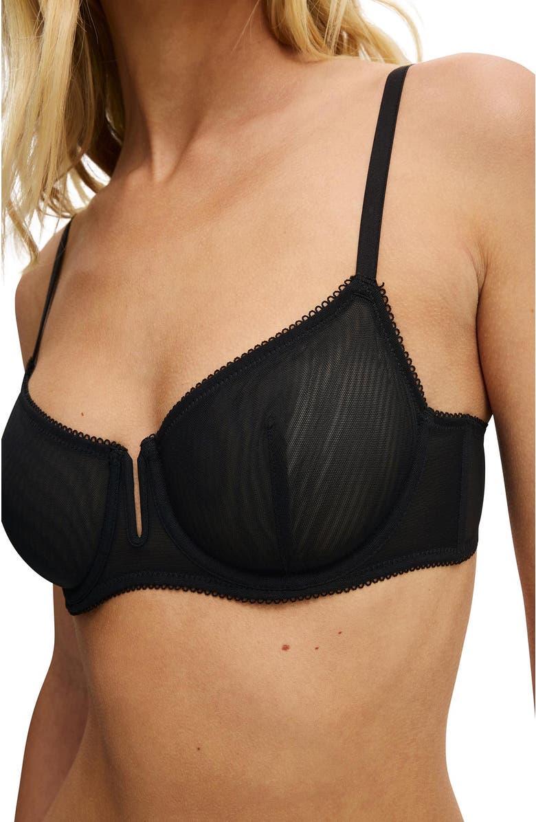 COTTON ON BODY Women's U Wire Mesh Balconette Bra, Alternate, color, Black