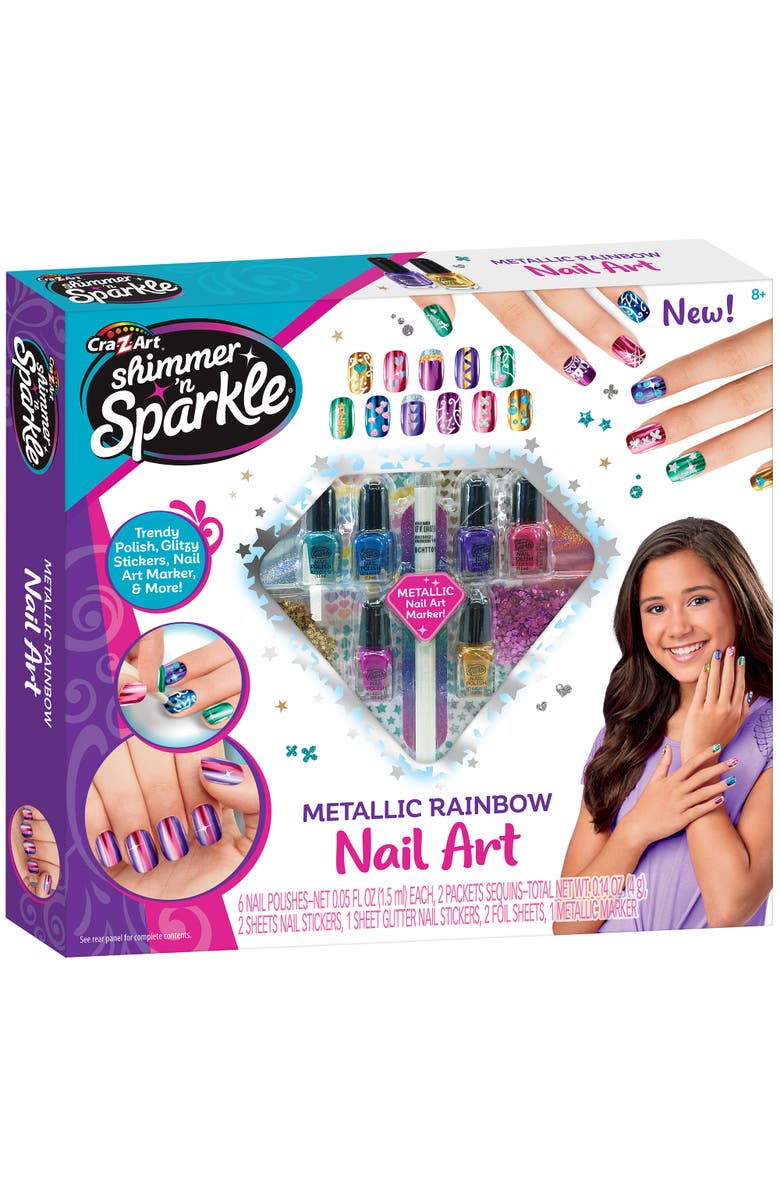 Shimmer 'N Sparkle Shimmer N Sparkle Metallic Rainbow Nail Art Design Kit, Main, color,