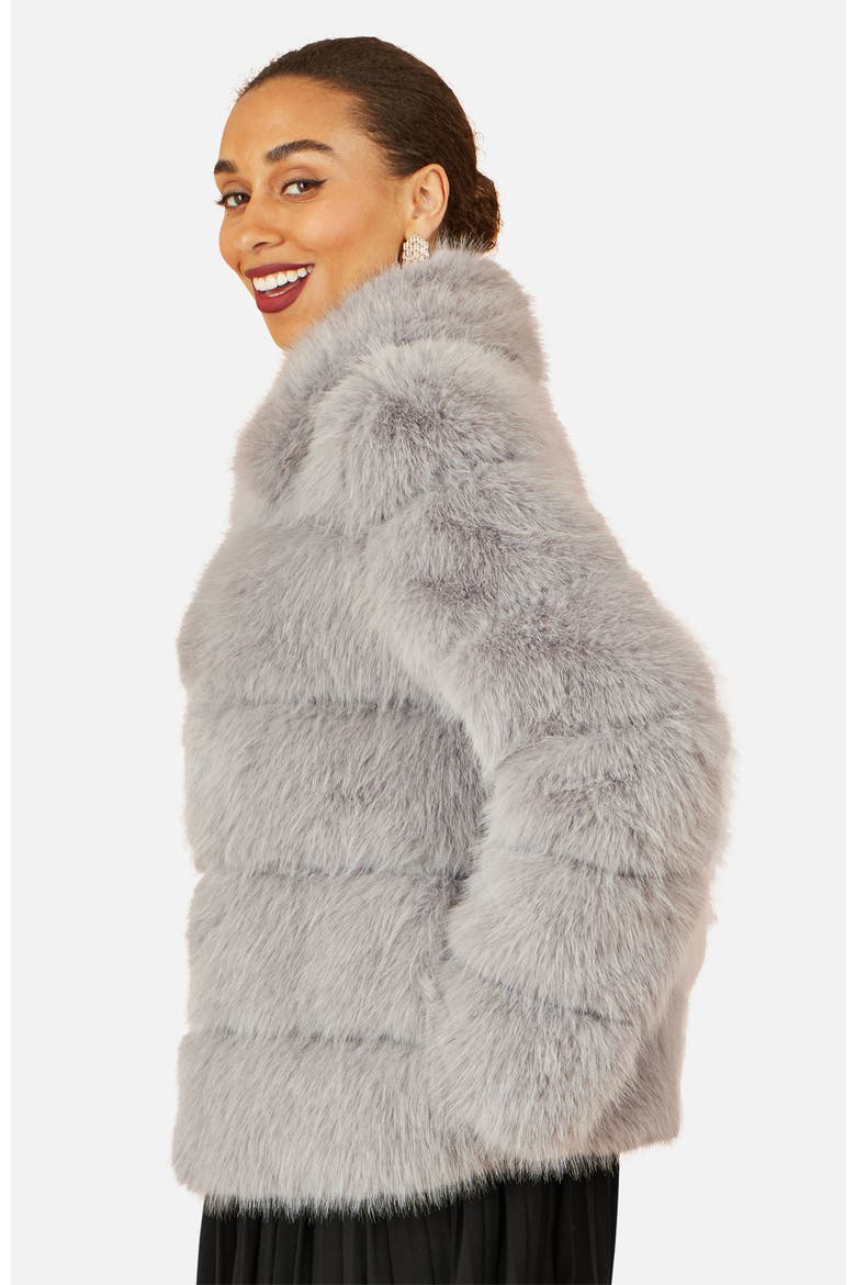Luxe Faux Fur Coat, Alternate, color, Grey