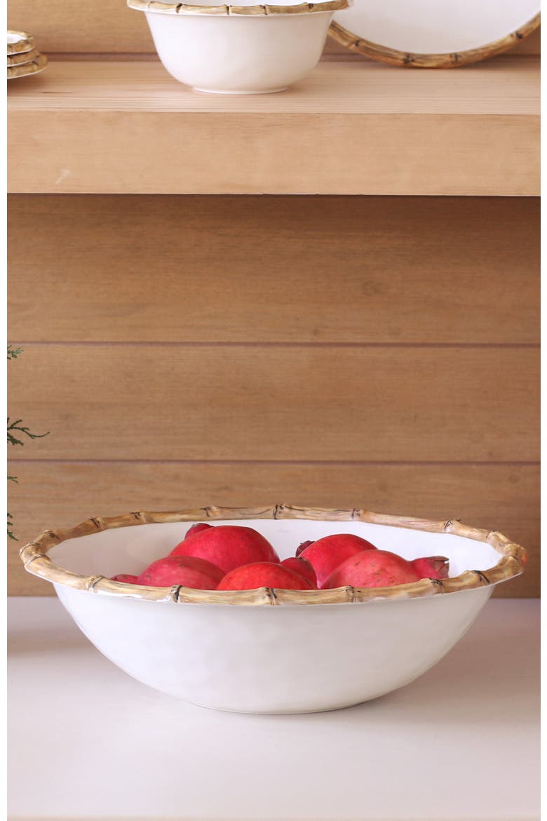Vida Cane Large Salad Bowl, Alternate, color, White
