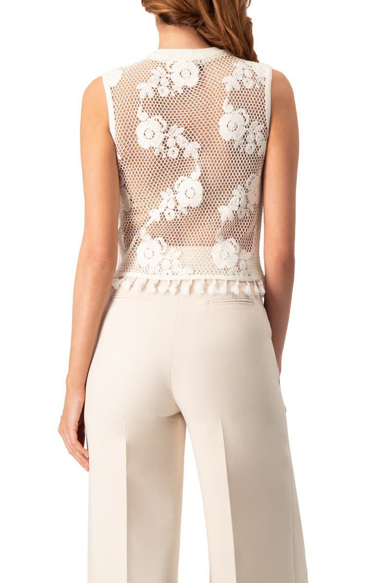 IVONNE Sleeveless Knitted Fringe Top, Alternate, color, Ivory