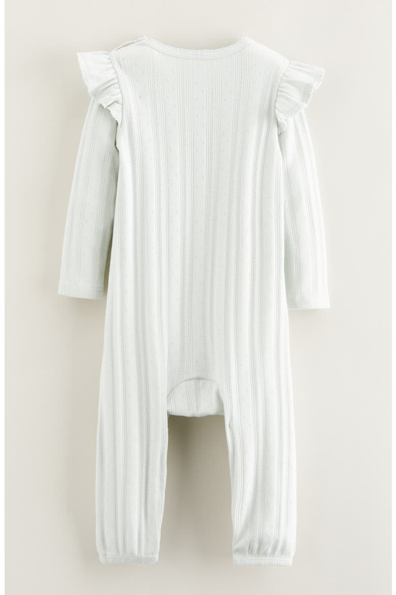 Pointelle Ruffle Romper, Alternate, color, GREEN HUSH