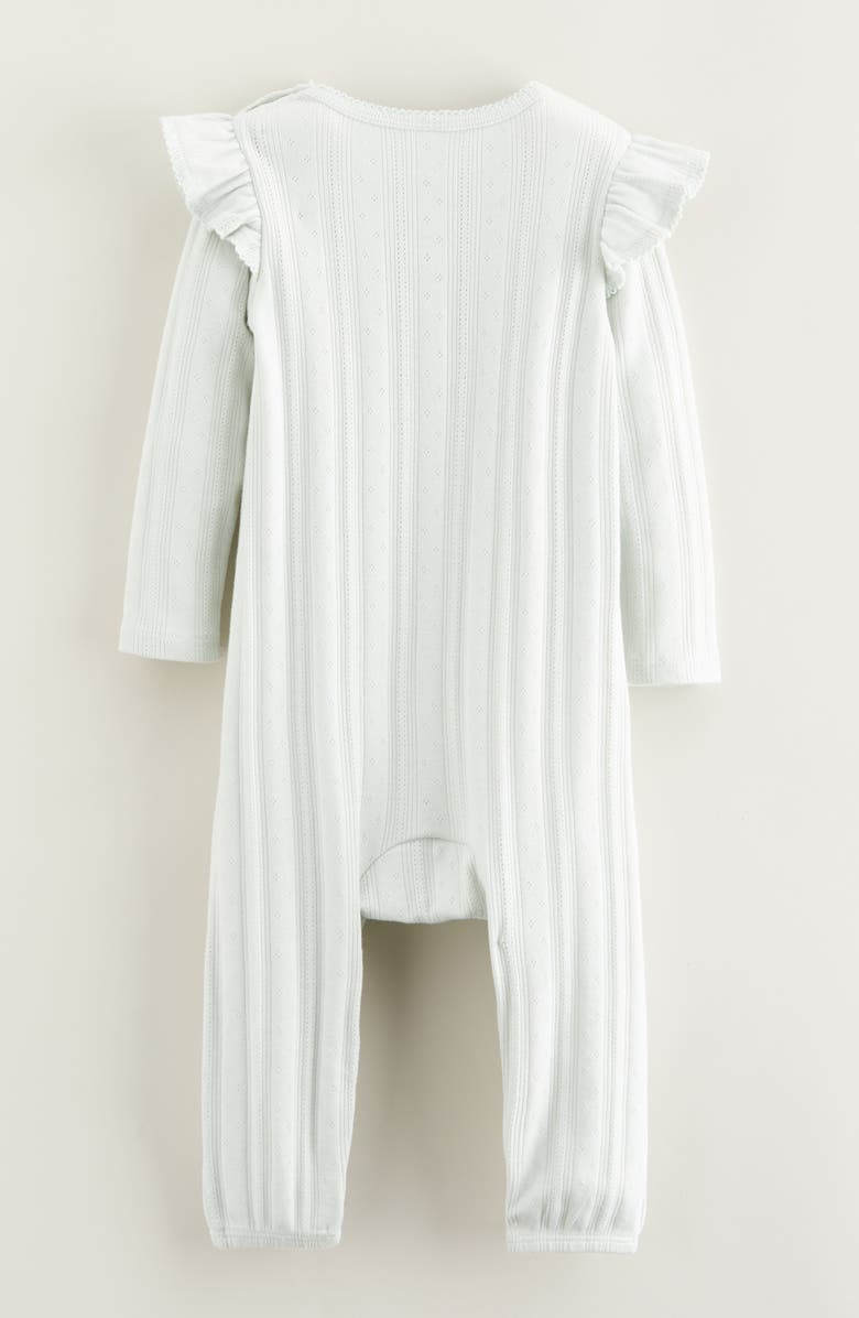 Nordstrom Pointelle Ruffle Romper, Alternate, color, Green Hush