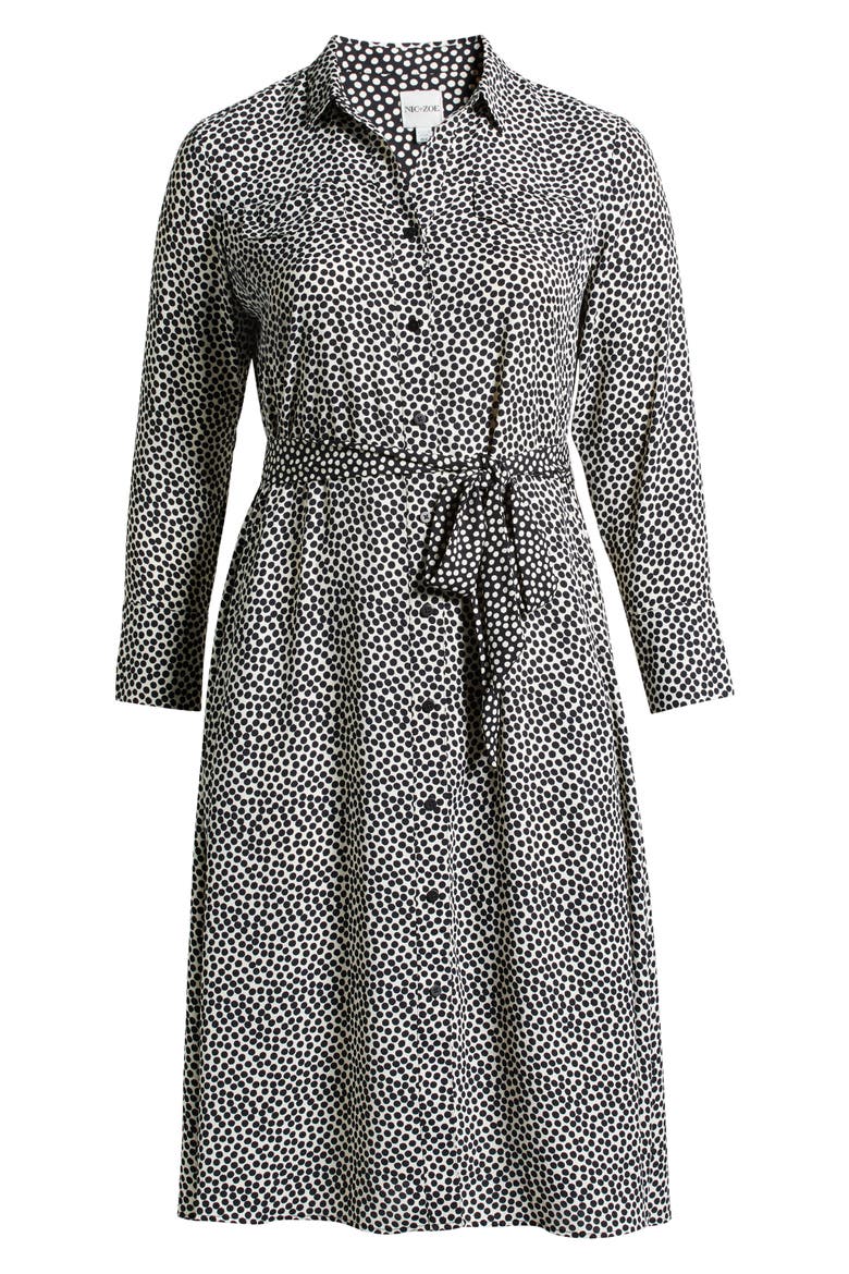 Spotted Around Long Sleeve Midi Shirtdress, Alternate, color, BLACK MULTI
