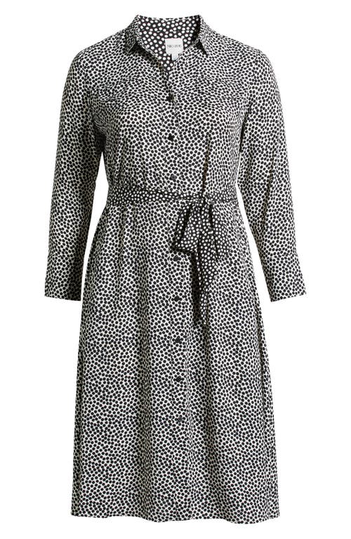 Nic + Zoe Nic+zoe Spotted Around Long Sleeve Midi Shirtdress In Gray