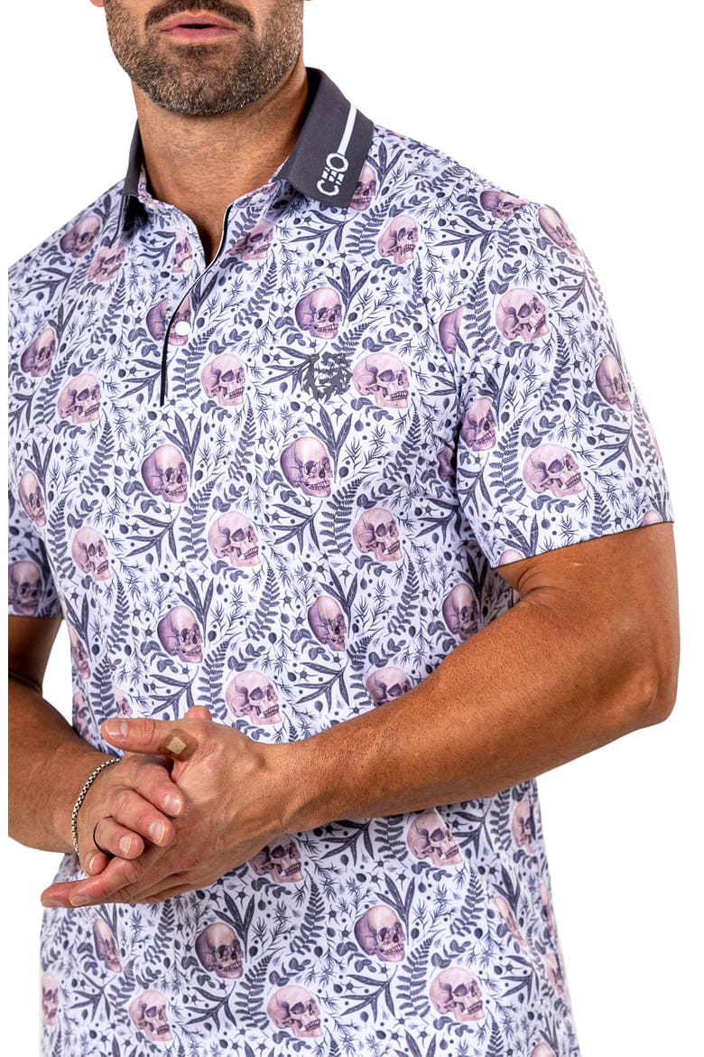 Martyr0011 Print Golf Polo, Alternate, color, WHITE
